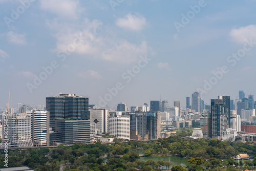 Bangkok panoramic skyline office buildings, Lumpini park and skyscrapers © ImageFlow