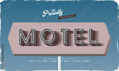 vintage retro old style American motel road sign text effect