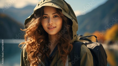 Cheerful Young Traveler Asian Lady With Backpack Walk , Background Images , Hd Wallpapers, Background Image
