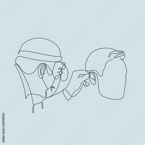 Doctor Lore looks at the patient's ear. Treatment of ear pain, deafness