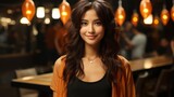 Beautiful Brunette Young Asian Woman Shows Discount , Background Images , Hd Wallpapers, Background Image