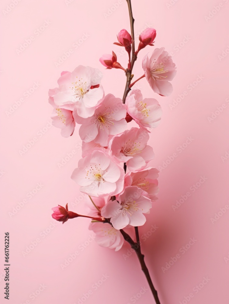 Pink cherry blossoms,pink sakura,beautiful cherry blossoms pastel pink background. Cherry blossoms are beautiful and pleasing to the eye. Makes you feel relaxed like you're in nature. Generative ai