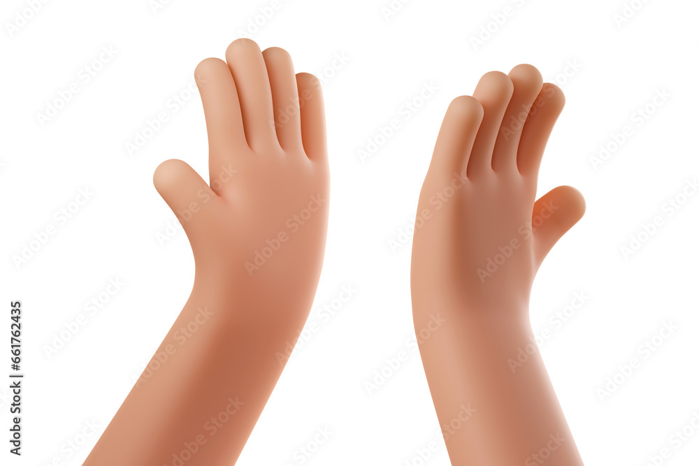 High five gesture. Two hands giving high five to each other, isolated on white background. Teamwork, winning, success, congratulations. 3D rendering illustration High five gesture. Two hands giving high five to each other, isolated on white background. Teamwork, winning, success, congratulations. 3D rendering illustration