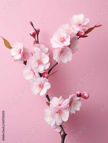 Pink cherry blossoms,pink sakura,beautiful cherry blossoms pastel pink background. Cherry blossoms are beautiful and pleasing to the eye. Makes you feel relaxed like you're in nature. Generative ai