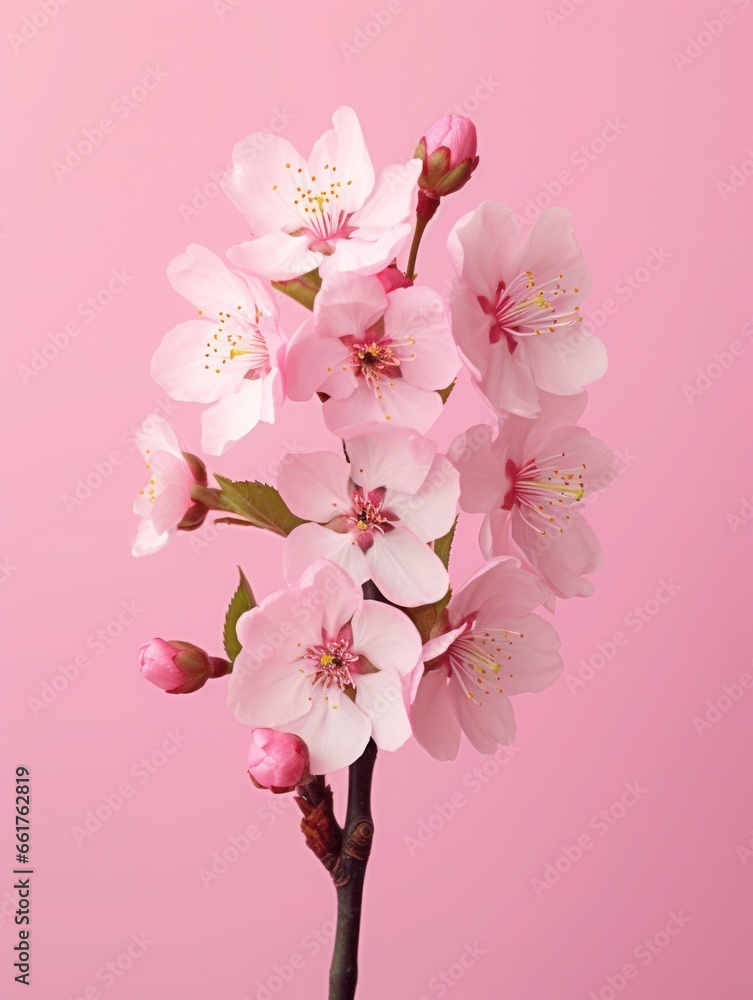 Fototapeta premium Pink cherry blossoms,pink sakura,beautiful cherry blossoms pastel pink background. Cherry blossoms are beautiful and pleasing to the eye. Makes you feel relaxed like you're in nature. Generative ai