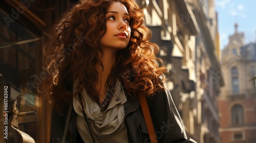 Curly Girl Near Building   Background Images   Hd Wallpapers  Background Image
