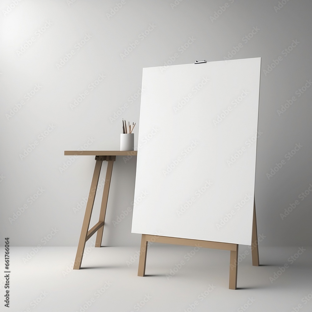 Blank Easel with White Background Mockup Blank Easel with White Background Mockup