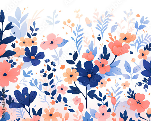 Flat abstract design of a spring floral wallpaper, minimalism illustration, website, Ul design © adince