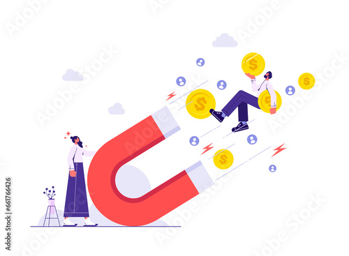 Картината върху платно Customer attraction marketing strategy, social media audience, generating new di