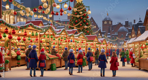 Christmas Market Delight Colors Decorations and Crowds © Im