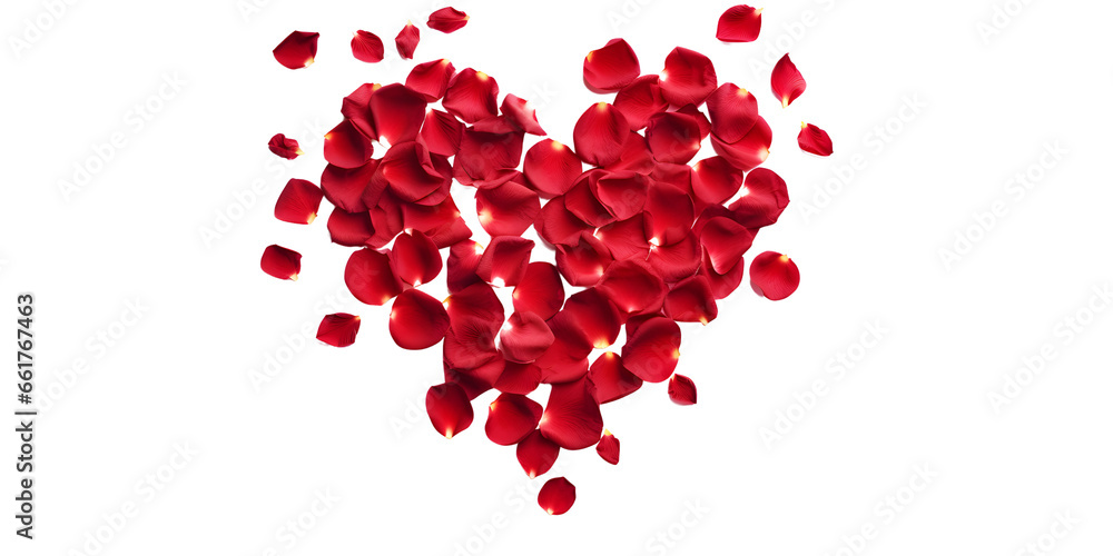 Passionate Heart of Red Rose Petals Isolated on Transparent Background Passionate Heart of Red Rose Petals Isolated on Transparent Background