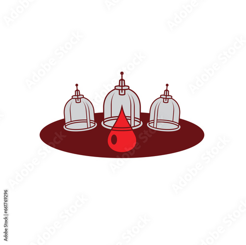 illustration of cupping therapy, vector art.