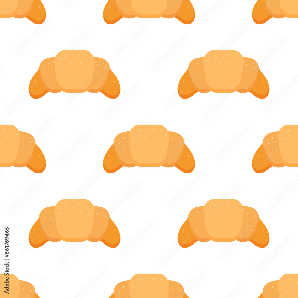 Croissant seamless pattern on white background.