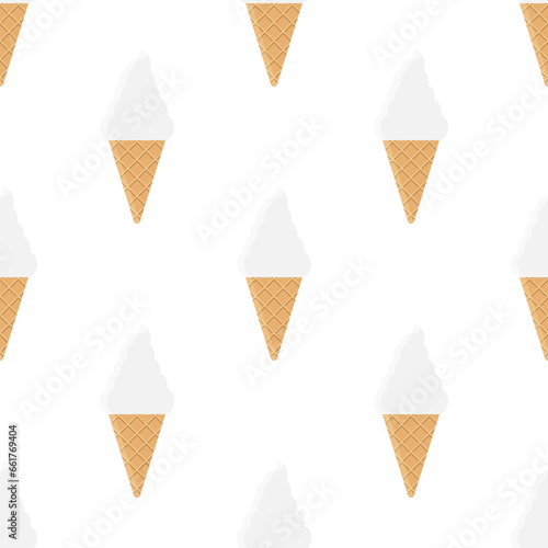 Ice Cream cone seamless pattern on white background.