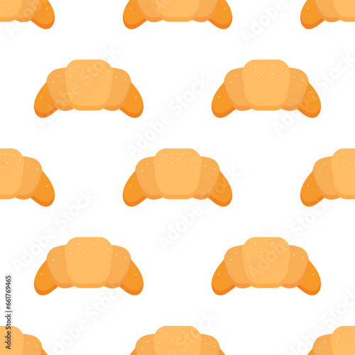 Croissant seamless pattern on white background.