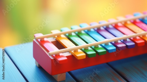 colorful xylophone musical instrument with all colors of the rainbow spectrum