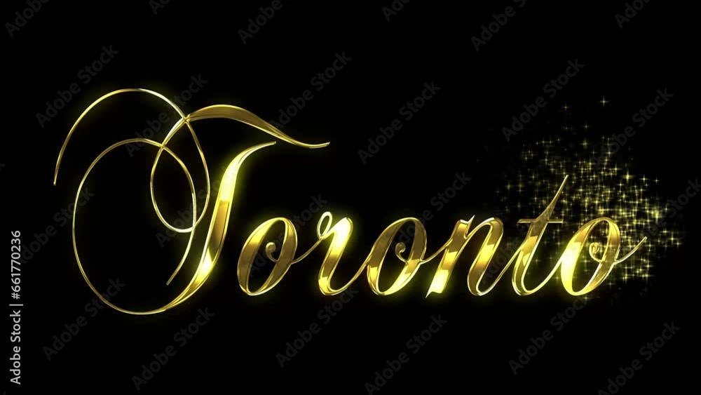 Gold metallic text revealed by disappearing and flickering stars for TORONTO Gold metallic text revealed by disappearing and flickering stars for TORONTO