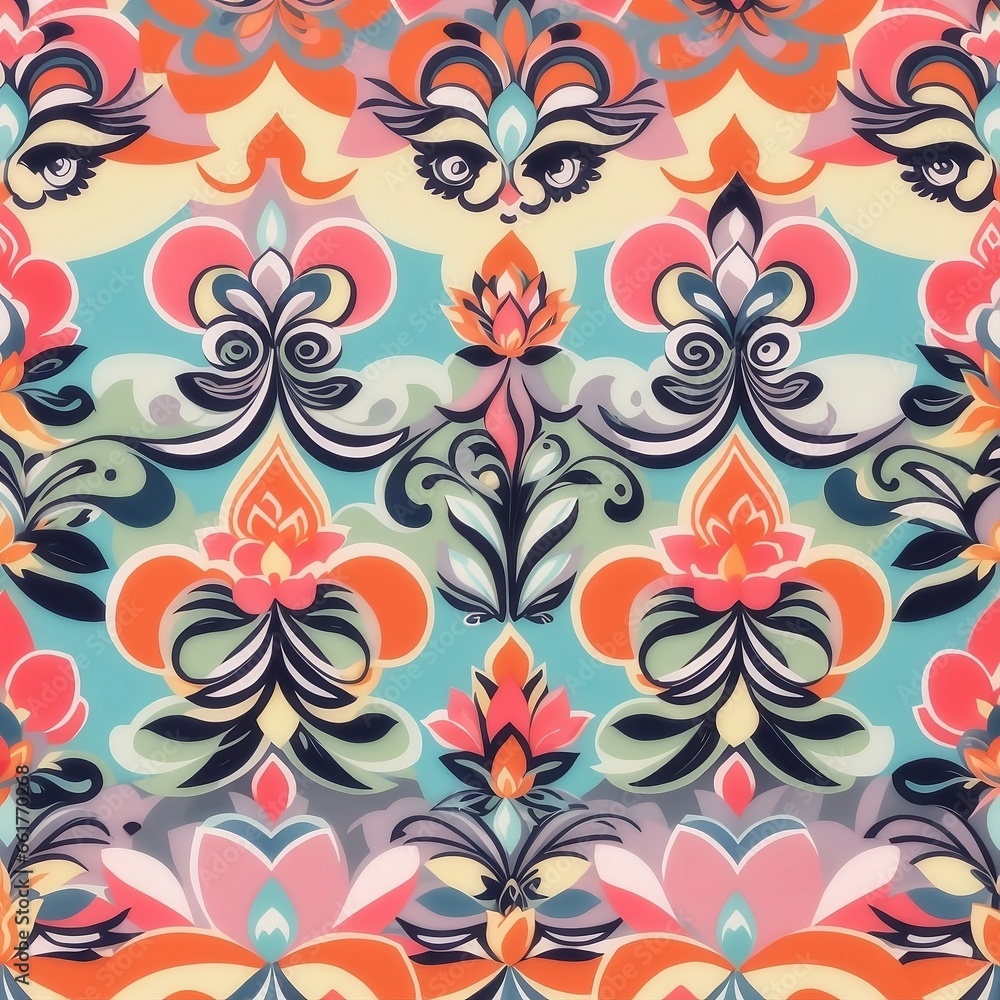 Seamless pattern in Thai style with curve of floral Seamless pattern in Thai style with curve of floral