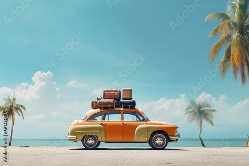 Car with luggage ready for summer holiday