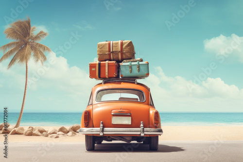 Car with luggage ready for summer holiday