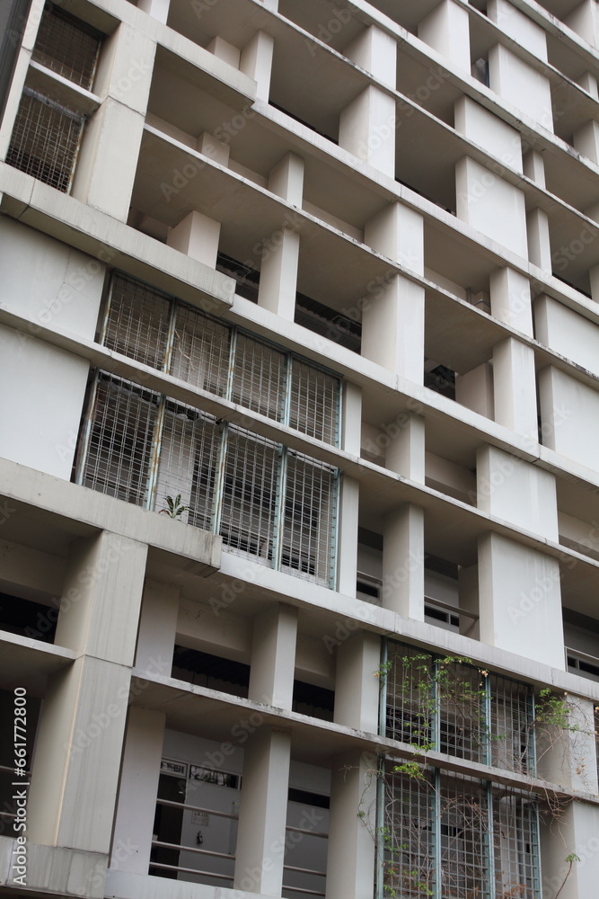 Geometric pattern on building wall facade. Modern architecture. Geometric pattern on building wall facade. Modern architecture.