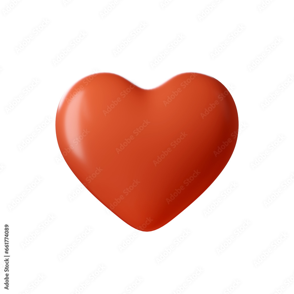 3d Red heart isolated on white background. Realistic 3d design icon heart symbol love. Like icon 3d rendering illustration