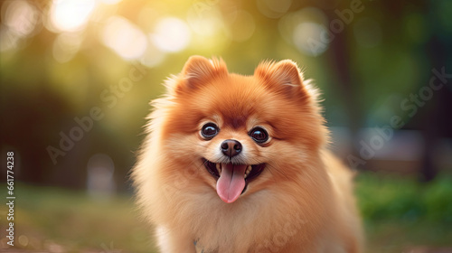 a cute pomeranian breed dog. © tong2530