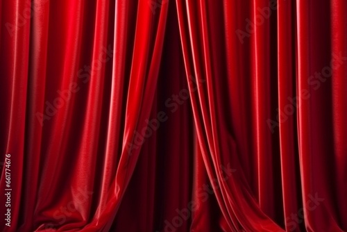 Elegant velvet curtain with red silk. Perfect for theater or opera backdrop. Great for design projects. Generative AI