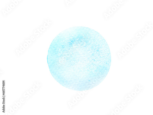 Hand-painted blue watercolor circle shape isolated on a white background. Concepts for poster, wallpaper, card, book covers, and packaging. Design element for decoration..