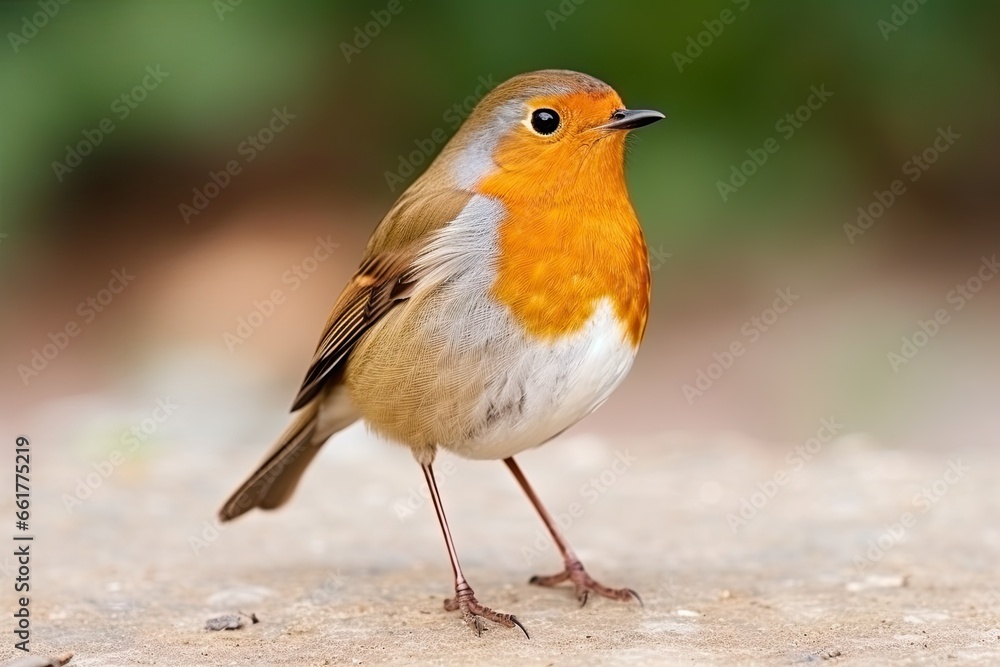 Vivid Glimpse of Nature: European Robin's Serene Stance Amidst the Verdant Wilderness. Generative AI Vivid Glimpse of Nature: European Robin's Serene Stance Amidst the Verdant Wilderness. Generative AI