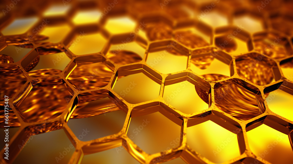 Golden bee cells - obrazy, fototapety, plakaty 