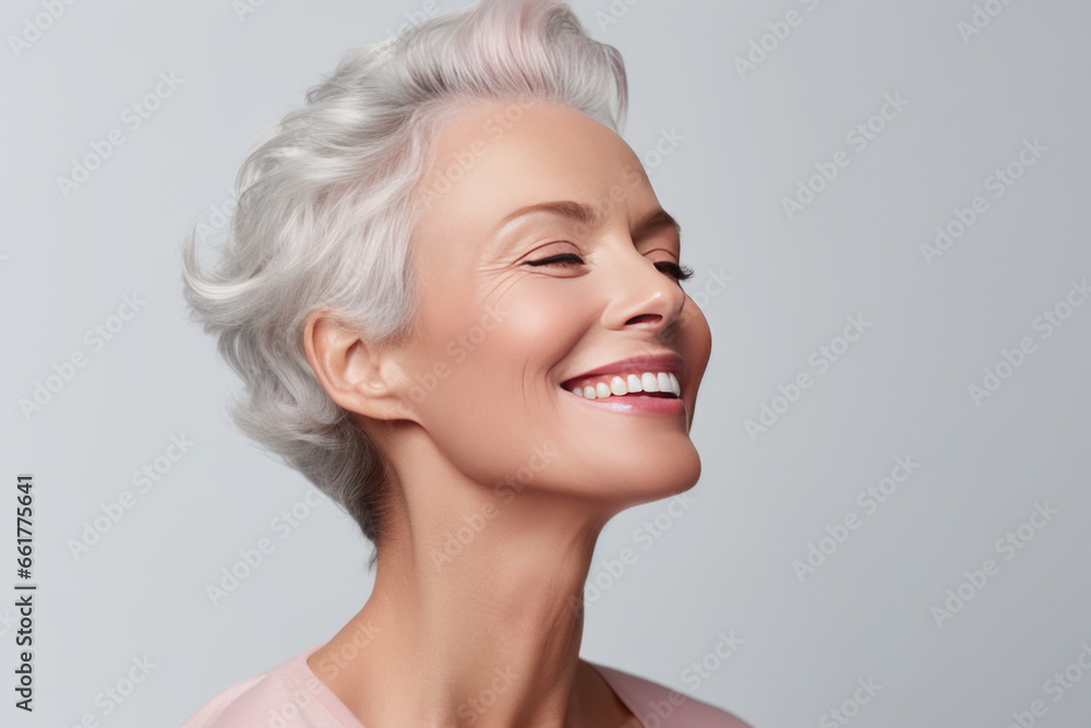 Gorgeous Senior Older Woman with Closed Eyes Touch Gorgeous Senior Older Woman with Closed Eyes Touch