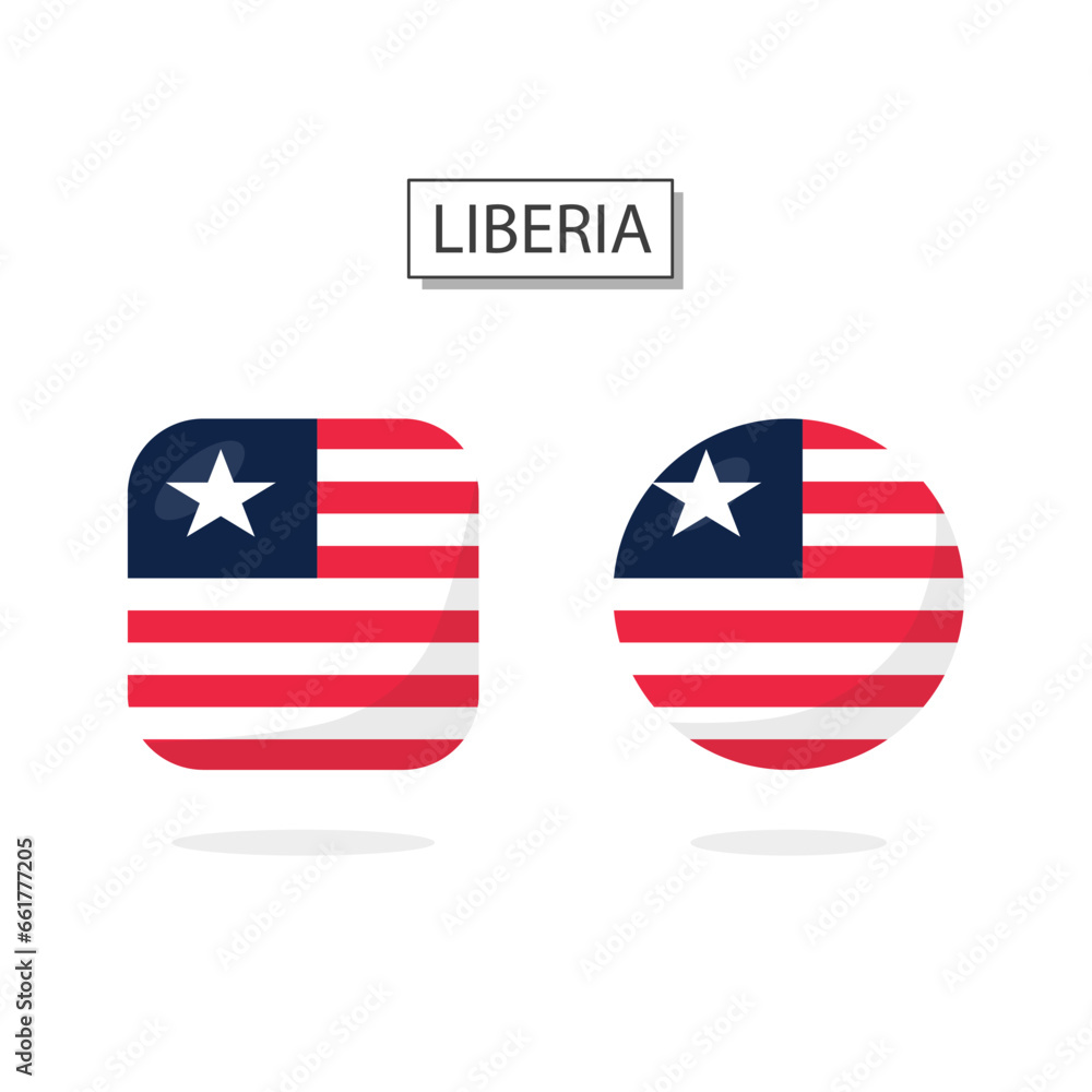 Flag of Liberia 2 Shapes icon 3D cartoon style. Flag of Liberia 2 Shapes icon 3D cartoon style.
