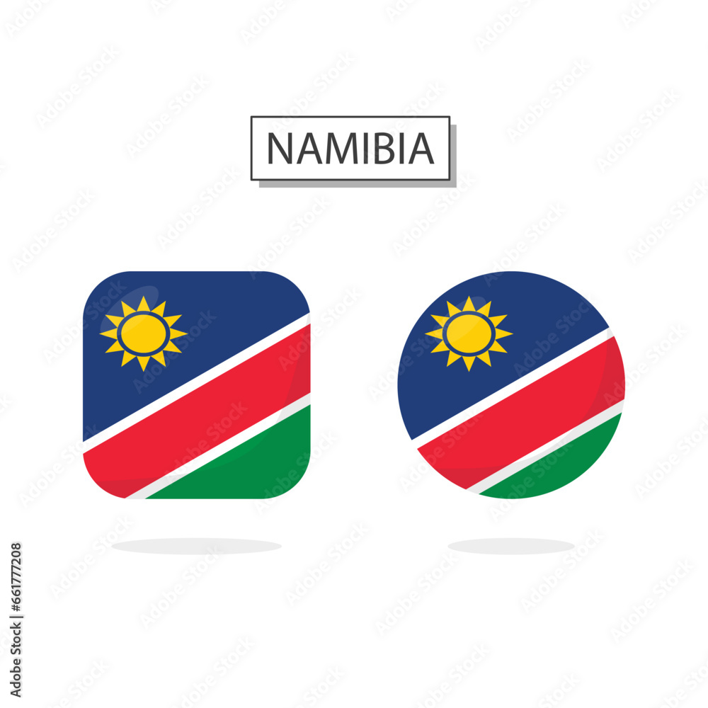 Flag of Namibia 2 Shapes icon 3D cartoon style.