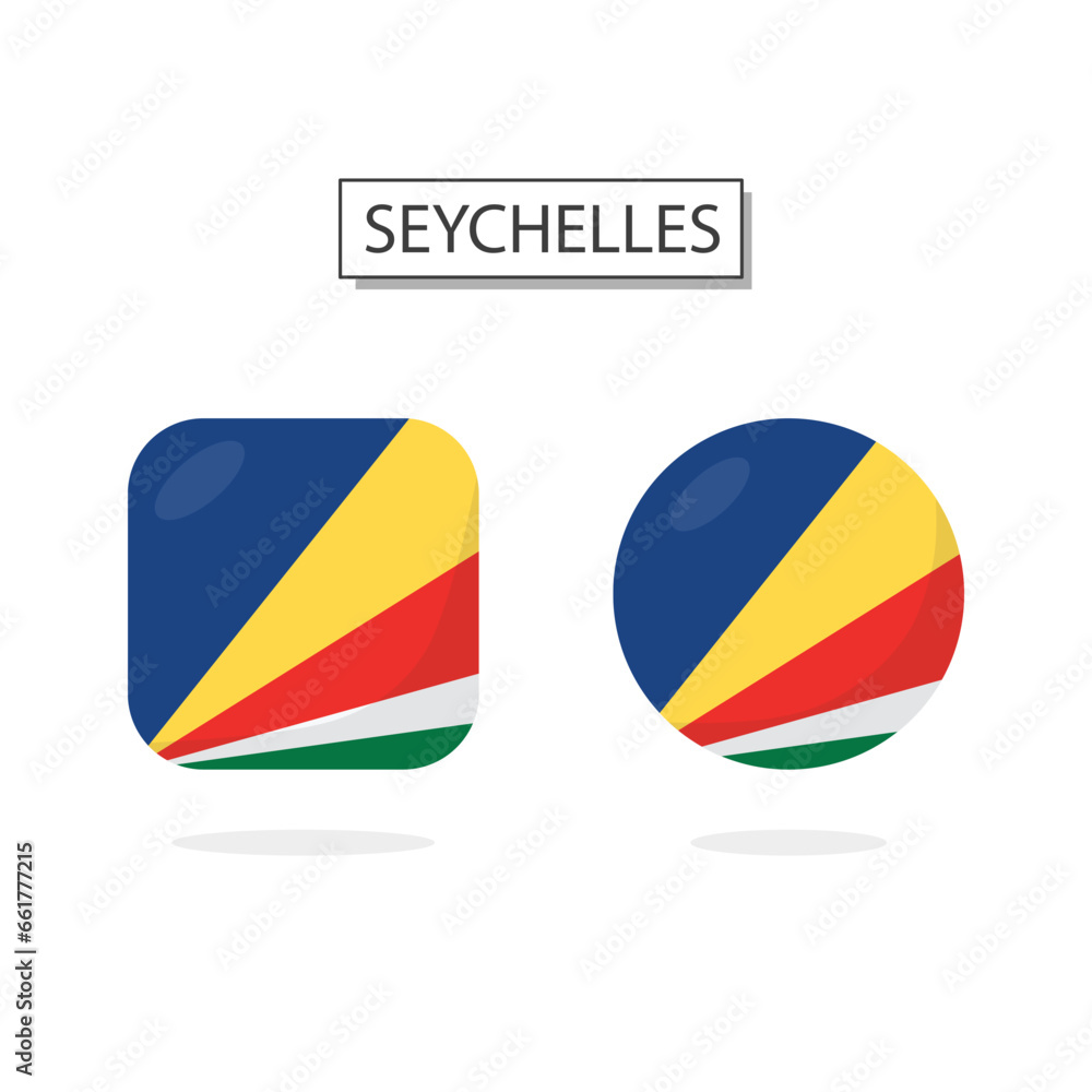 Fototapeta premium Flag of Seychelles 2 Shapes icon 3D cartoon style.