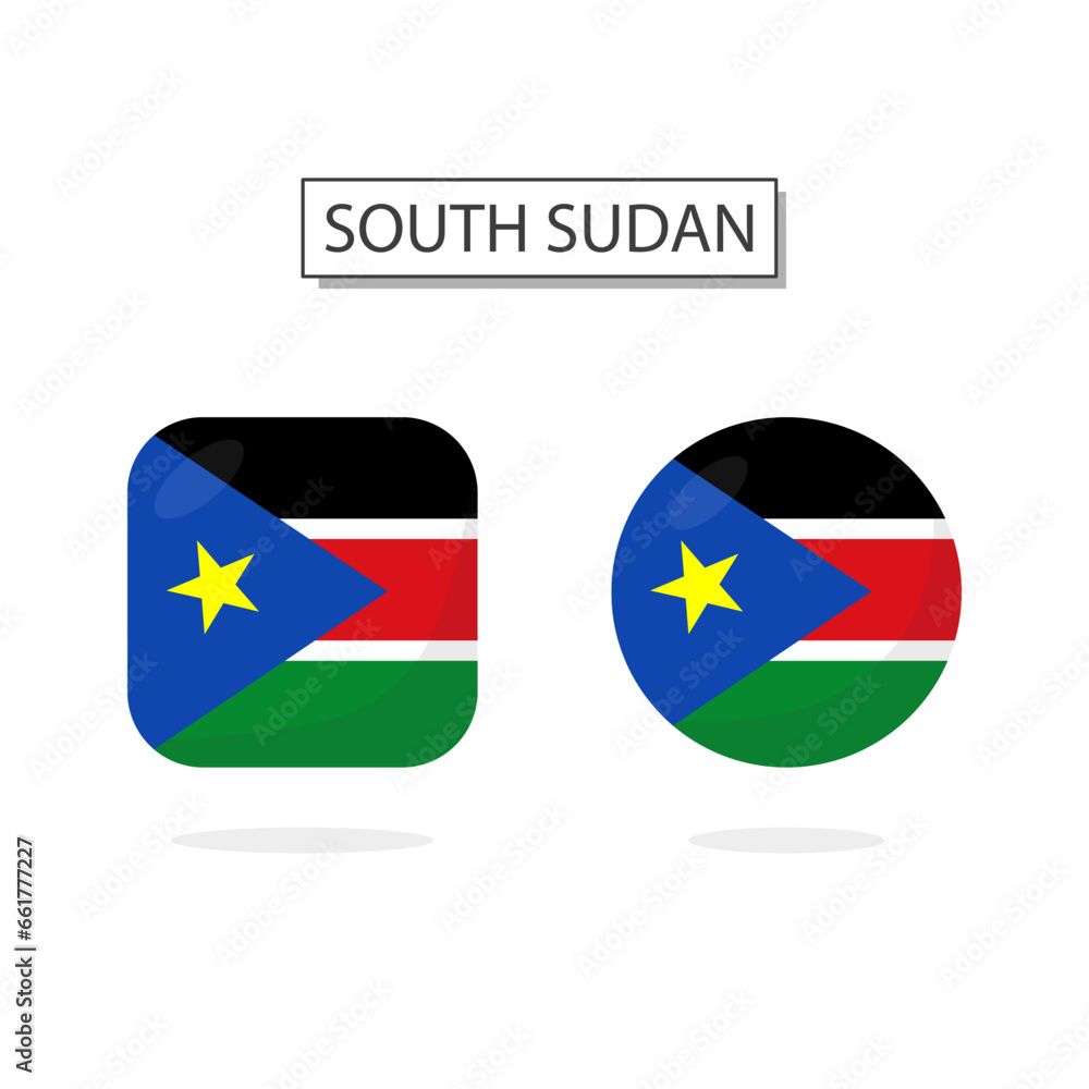 Flag of South Sudan 2 Shapes icon 3D cartoon style. Flag of South Sudan 2 Shapes icon 3D cartoon style.
