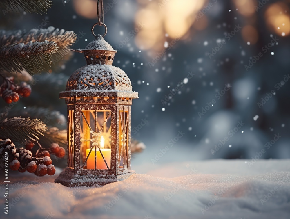 Christmas latern on snow background,merry Christmas Christmas latern on snow background,merry Christmas
