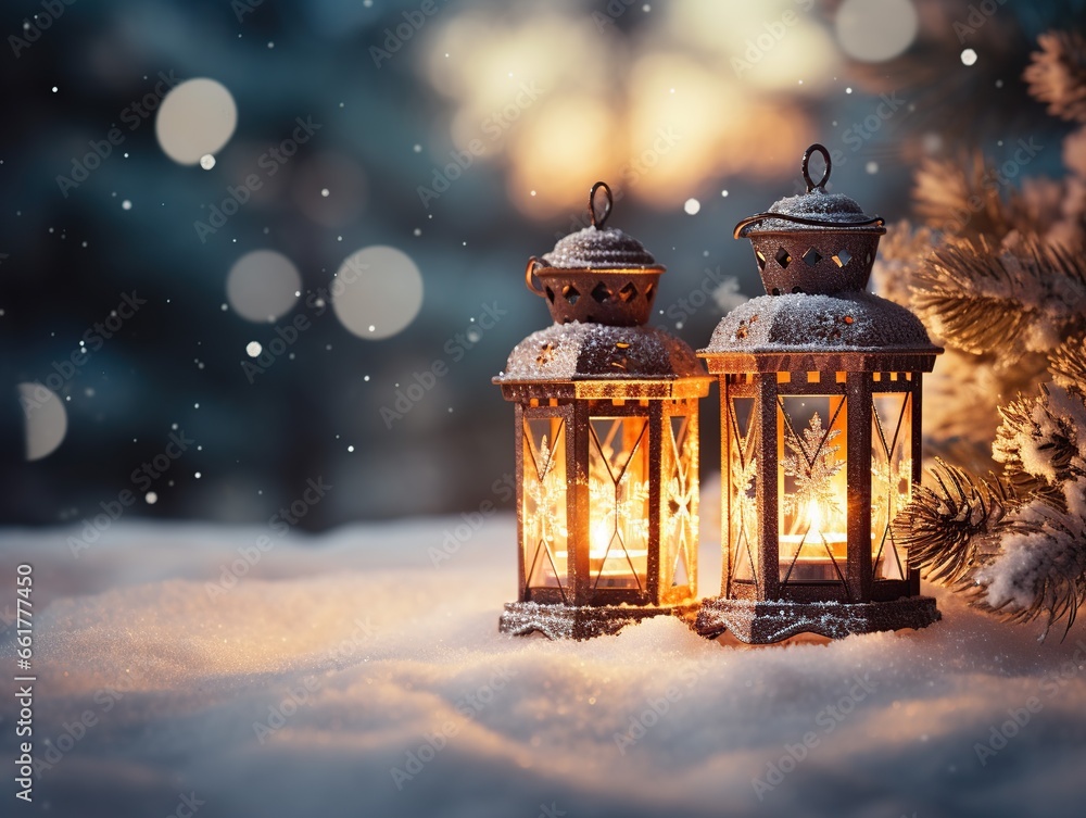 Christmas latern on snow background,merry Christmas Christmas latern on snow background,merry Christmas