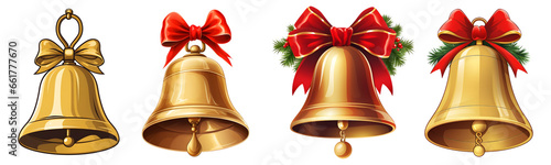 Set of chirstmas bells illustrations, ai generative