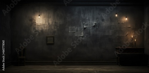 A dimly lit room sparks an eerie atmosphere of darkness, anxiety, deppresion and fear. Generative AI