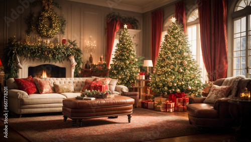 Wallpaper Mural A cozy living room with a beautifully decorated Christmas tree Torontodigital.ca