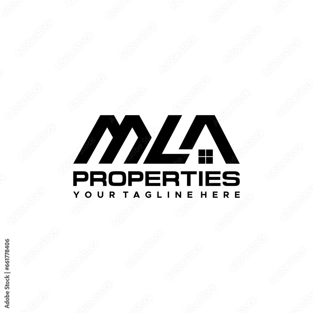 MLA Initial Real Estate Logo Sign Design .