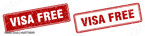 visa free stamp set. visa free square grunge sign