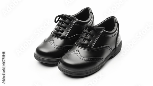 pair of black leather school shoes 