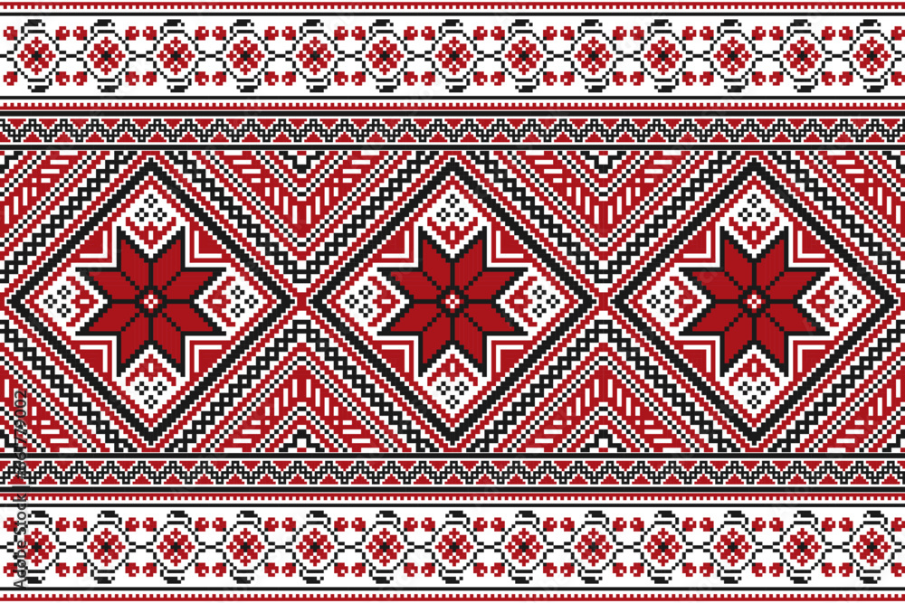 flower embroidery on white background. ikat and cross stitch geometric seamless pattern ethnic oriental traditional. Aztec style illustration design for carpet, wallpaper, clothing, wrapping, batik. flower embroidery on white background. ikat and cross stitch geometric seamless pattern ethnic oriental traditional. Aztec style illustration design for carpet, wallpaper, clothing, wrapping, batik.