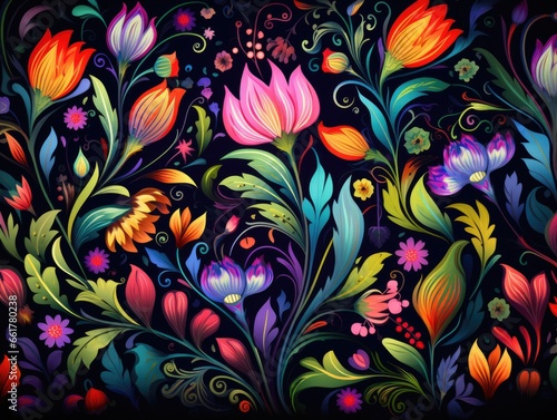 Floral Background  cartoon colorful nature pattern