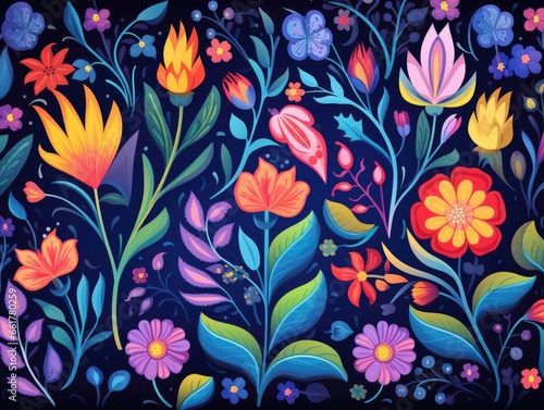 Floral Background  cartoon colorful nature pattern