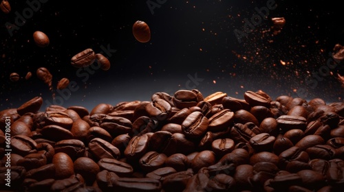 coffee beans on a brown background