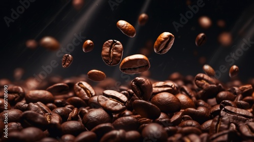 coffee beans on a brown background