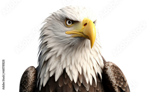 Bald Eagle 3D Cartoon Image on isolated background